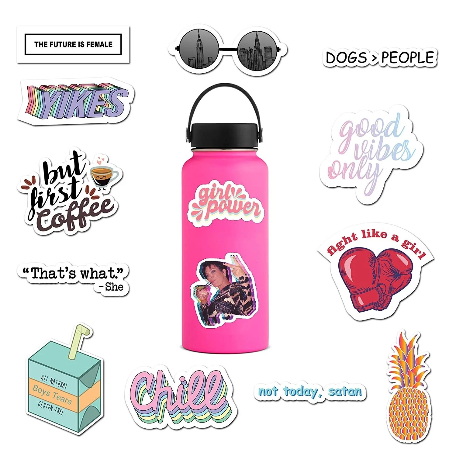 

For 14Pcs Cute Computer Stickers Teens, Girls, Women, Feminists Stickers Water Bottles, Hydro Flask,Laptop Water Bottle Stickers