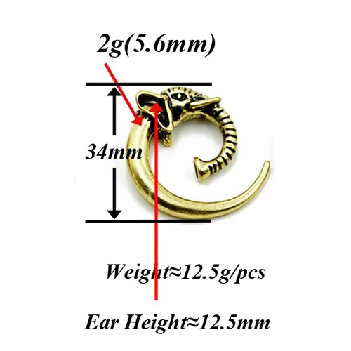 Showlove-1Pc латунный племенной Дракон и змея и морской конек и слон ушной Спиральный Конус расширитель пробки пирсинг Калибр серьги ювелирные изделия для тела - Окраска металла: 2g elephant