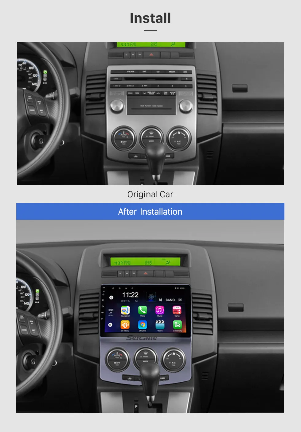 Best Seicane Android 7.1/8.1 Multimedia Player 9" GPS Car Radio For 2005-2010 Old Mazda 5 Touchscreen Head Unit With Wifi Bluetooth 3