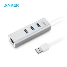 Anker Unibody 3 порта USB 3,0 и гигабитный Ethernet концентратор и 1.3ft USB 3,0 кабель [Ethernet порт RTL8153 чипсет+ USB порт VL812 чипсет]