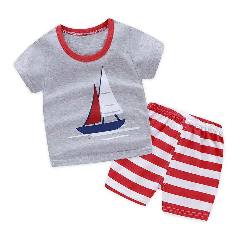 

Stylish Summer Children Kids Sets Boys Girls Short Sleeve Print T-shirt Tops+Shorts 2pcs Casual Outfits 2019 New-arrival S1