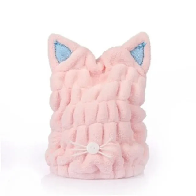 Best Price Lovely Cat Soft Drying Towel Bath Strong Absorbing Quick Dry Hair Hat Cap Microfiber Shower Coral Velvet Hair Drying Wrap Towel