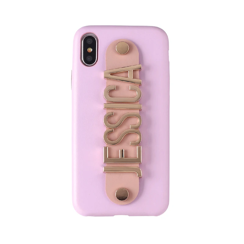 Personalise Customize Name Gold Letter Leather Case For iPhone 13