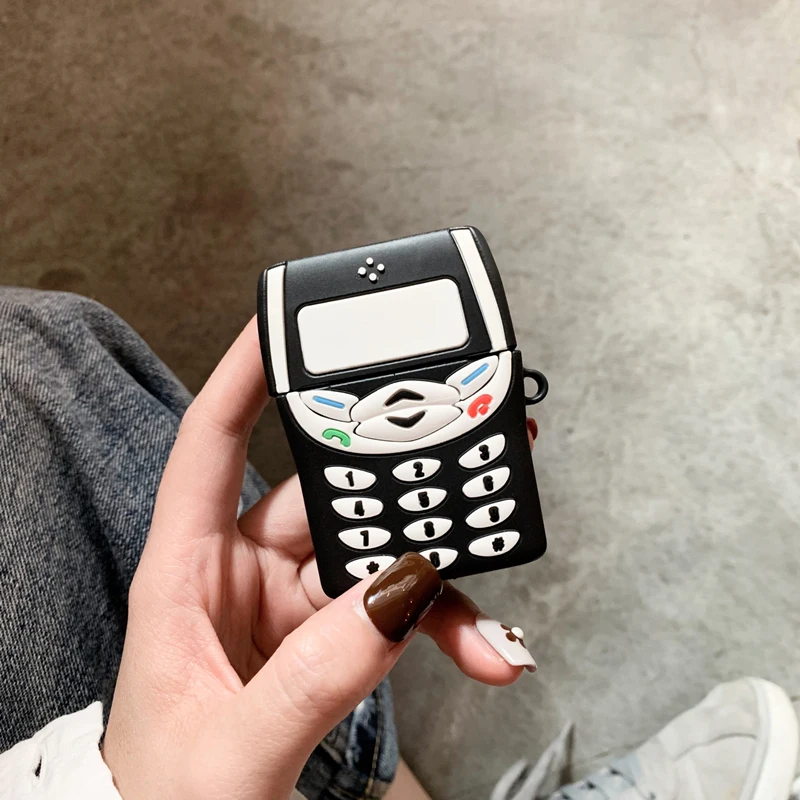 

Air pods 2 Retro phone case Funny Button phone earphone Cover For Apple Wireless Bluetooth Headset Airpods Silicone Cases Funda