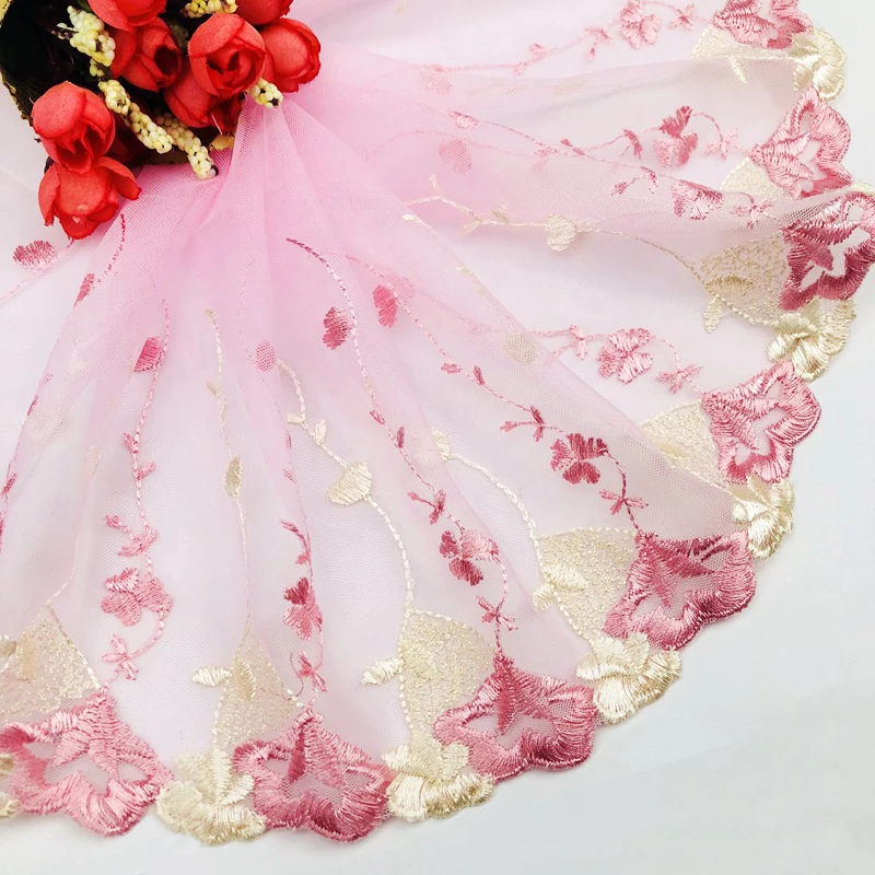 

16CM H686 Organza Colorful Lace Wedding Embroidered Diy Handmade Patchwork Lace TRIM Ribbon For Sewing Supplies Craft