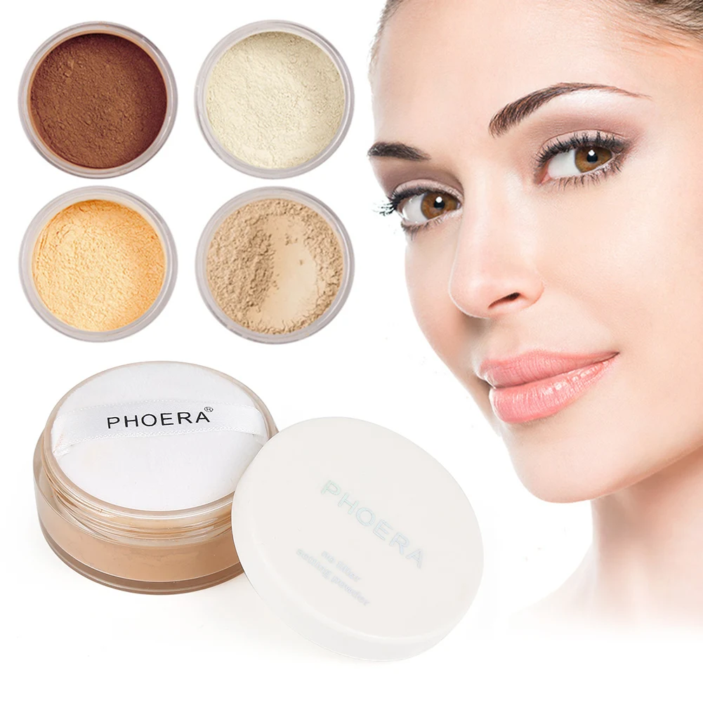 

PHOERA 4 Color Beauty Makeup Matte Oil Control Powder Facial Whitening Brighten Skin Powder Concealer Repair Loose Powder TSLM1
