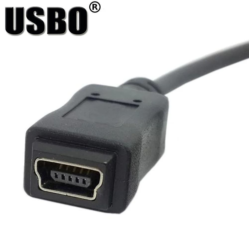 Высокое качество, черный, 0,5 м, 1,5 м, мини USB кабель для передачи данных, высокоскоростной мини USB Т-порт, 5-контактный разъем для подключения к женскому автомобильному удлинителю