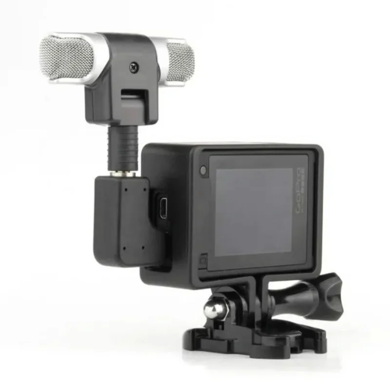 For Go Pro Professional Audio Recording External Stereo Microphone with Adapter Stand Frame Housing for Gopro Hero 3 3+ 4 | Электроника