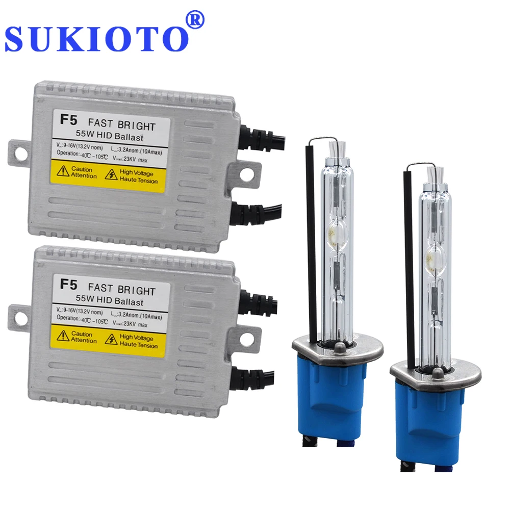 SUKIOTO 55 Вт ксеноновая H7 металлическая H1 HID Лампа для проектора комплект фар bixenon D2H