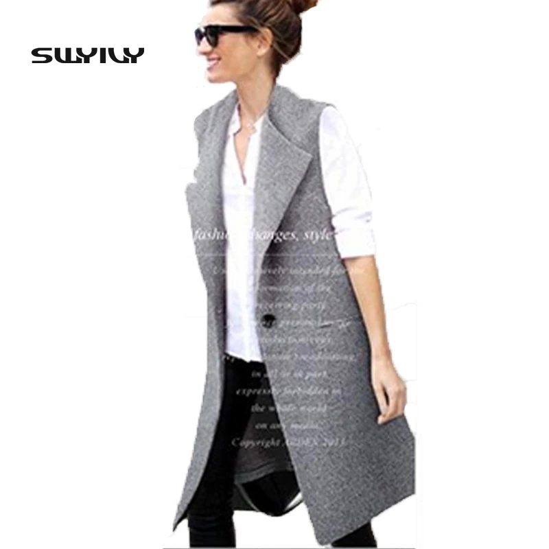 

Plus Size 3XL 4XL Women Autumn Vests Waistcoat Sleeveless Spring New Long Vest Coat Female Chalecos Mujer Gilet Sans Manche