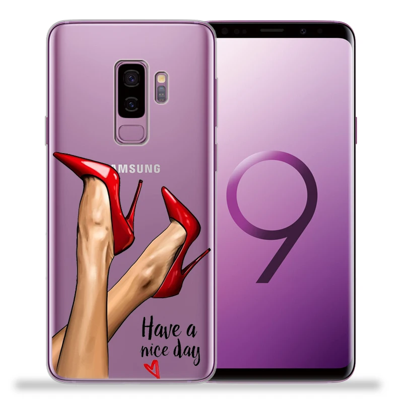 Модные женские туфли на высоком каблуке с цветами для samsung Galaxy S9 S8 S10 Plus S7 S6 Edge S10 Lite Note 8 9 Мягкий ТПУ чехол Etui