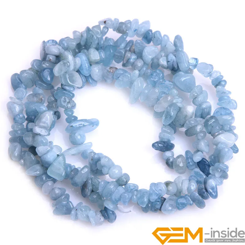 Natural 7-8mm Freeform Aquamarine Gemstone Jewelry Making Beads Strand 15" 