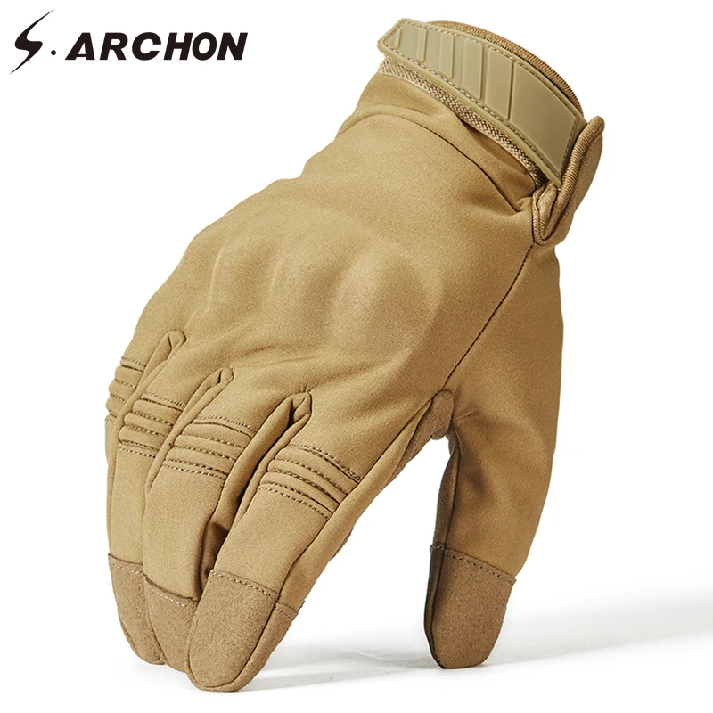 S.ARCHON Winter Tactical Camouflage Gloves Men Warm Full Finger Military Camo Mittens Paintball Airsoft SWAT Army Combat Gloves