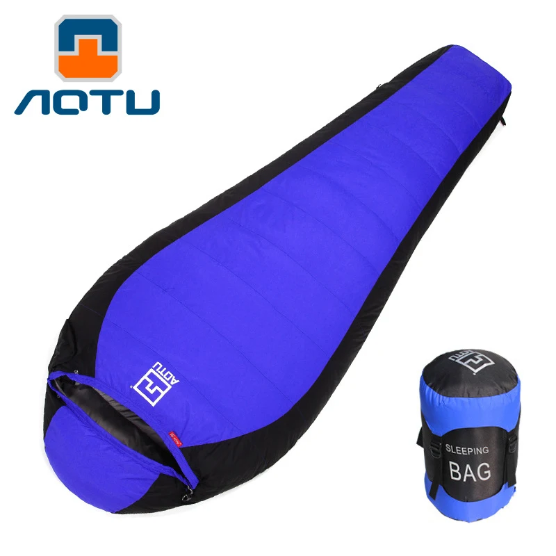 

Outdoor single autumn White Goose Down Mummy Camping Sleeping Bag Cold Winter Ultralight Splicing Desig thickening Camping