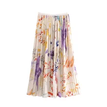 QZ831 Женская плиссированная юбка с цветочным принтом и абстрактным принтом, Европейский дизайн, шикарные праздничные юбки