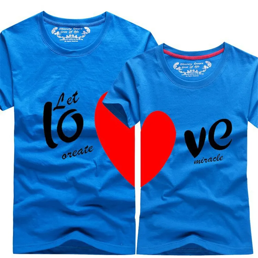 Fashion Matching Couple Clothes Heart LOVE Print T-Shirt Women Men Cotton Short Sleeve Couple T Shirt For Lovers Custom