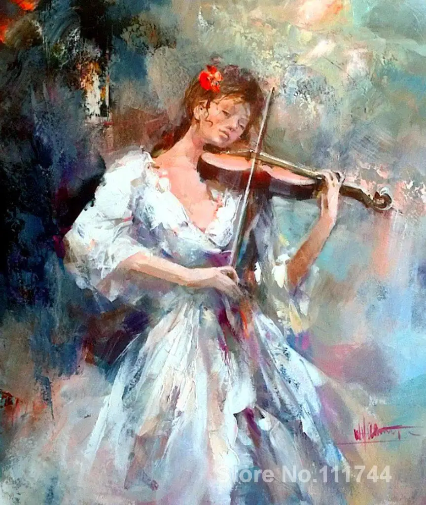 

modern art painting on canvas Violist hand painted Willem Haenraets artwork High quality