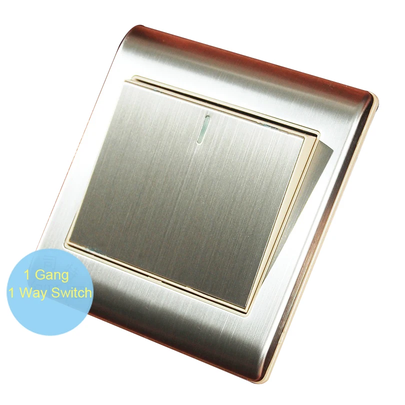 UK Standard Flush Type Wall Mount Brushed Steel Single Gang One Way