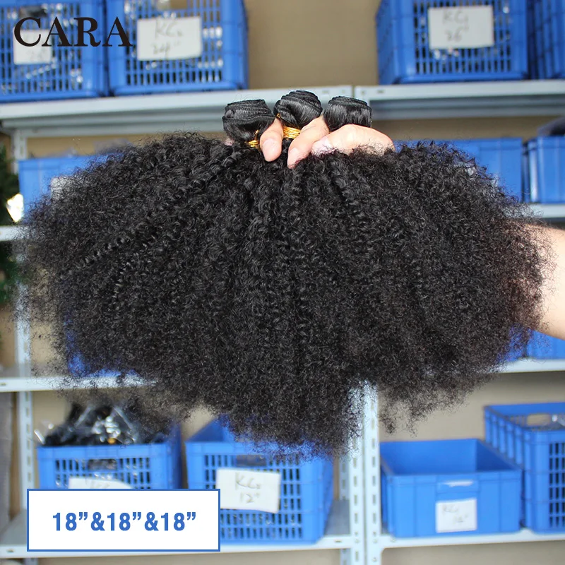 Mongolian Afro Kinky Curly Hair Human Hair Bundles 4B 4C Hair Weave Remy Natural Human Hair Extensions CARA Products 1 Pc