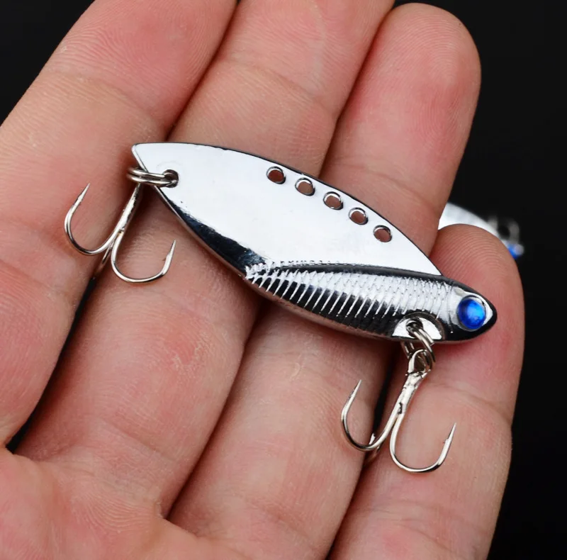 

1PC Metal VIB Lures 5cm 11g Vivid Vibrations Spoon Lure Fishing Baits Bass Artificial Hard Bait Lure 3D Eyes VMC Hooks Pesca