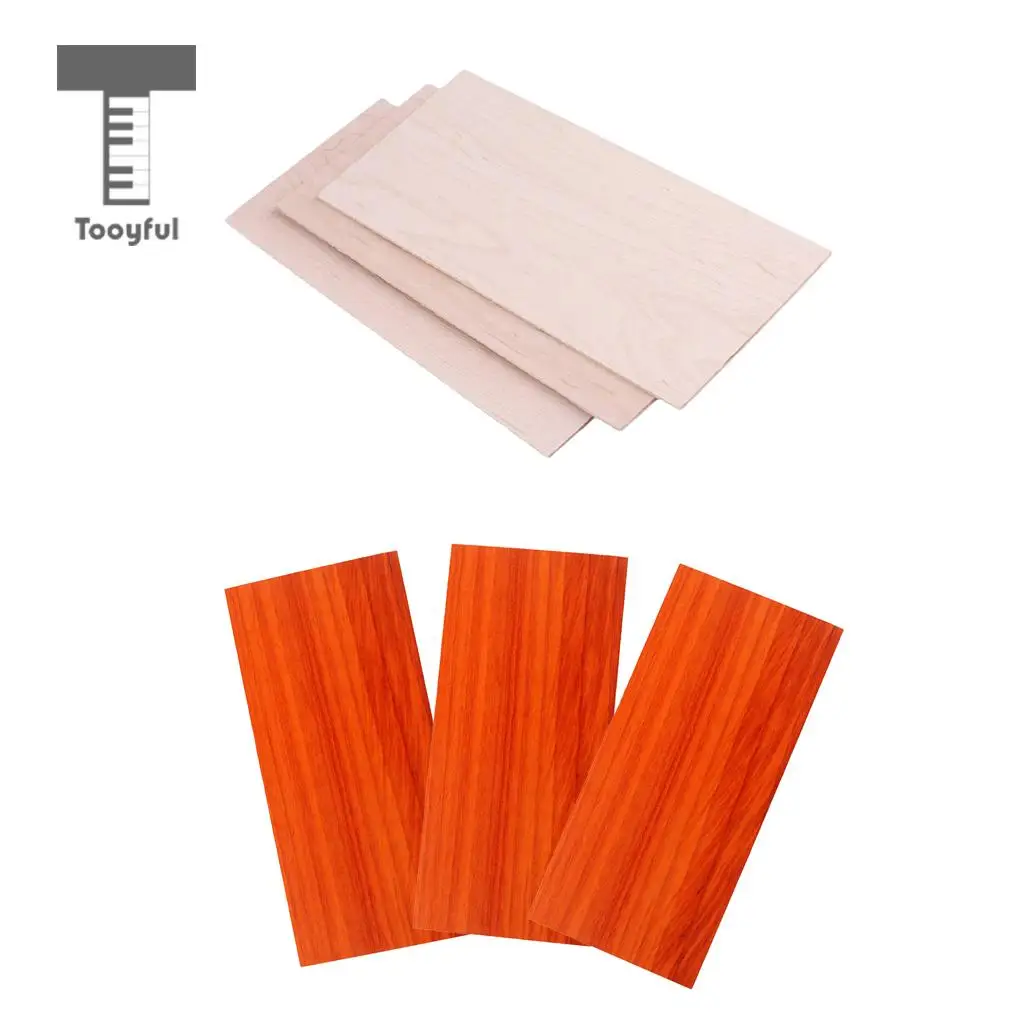 Tooyful 3 Sets Head Veneer Red Wood+Maple Guitar Head Veneer Headplate Luthier DIY