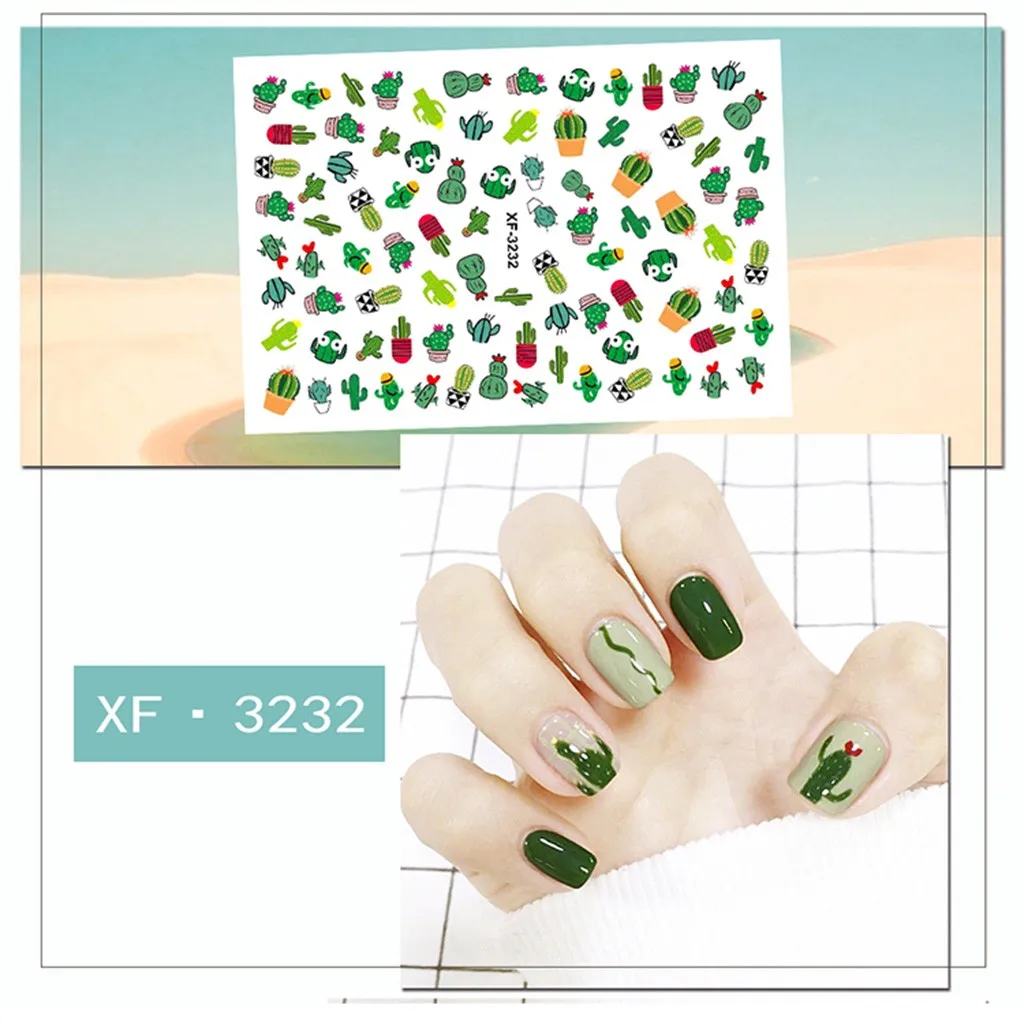 3D стикер для ногтей авокадо винтажная наклейка для ногтей Летняя красочная нашивка "фрукт" маленькие свежие растения милые DIY наклейки 3