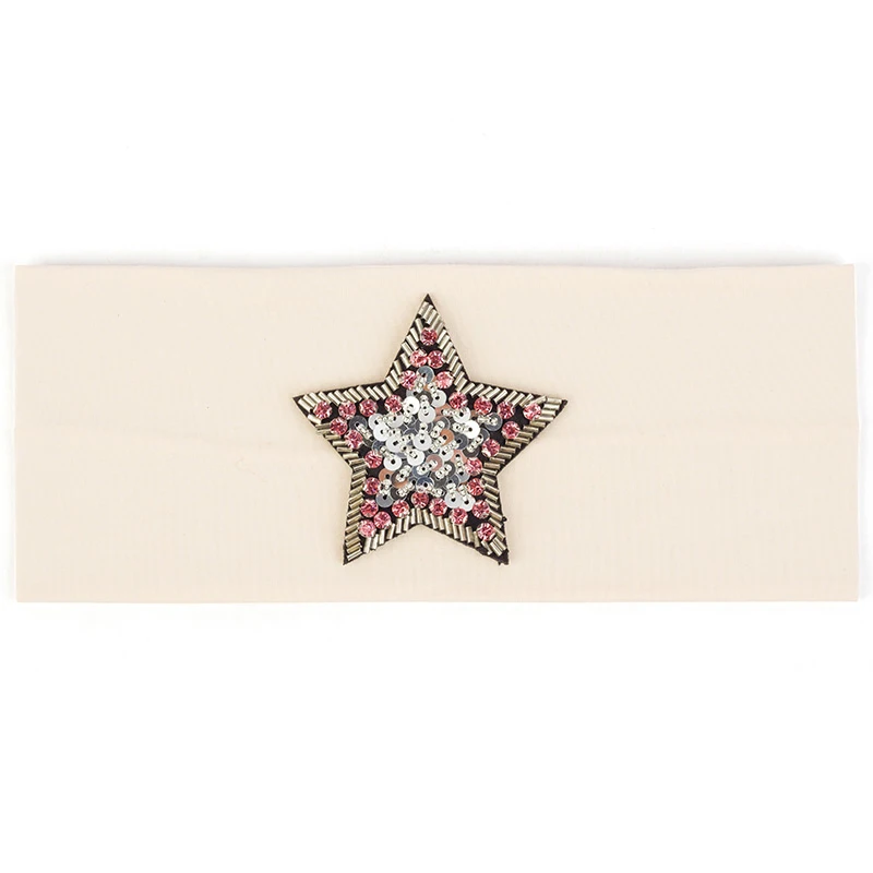 Geebro/Лидер продаж, Женский хлопковый стрейч-обруч со стразами, повседневные однотонные повязки на голову, женские ленты для волос, аксессуары - Цвет: Beige