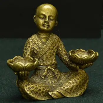 

China Pure brass young monk small Incense holder