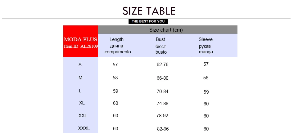 SIZE CHART