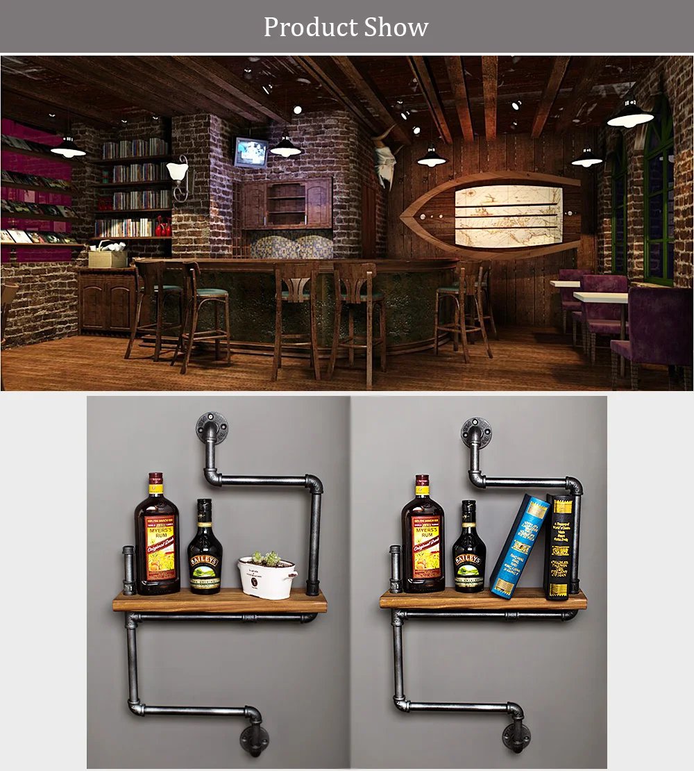 

Book Shelf Iron Pipe Book Creative Retro Art Display Shelves Bookcase Wall Hanging Decorative Bookshelf For Living Room