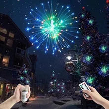 LED Fireworks String Light 100led Foldable DIY Explosion Colorful waterproof Fairy Light With Remote Control For Christmas party