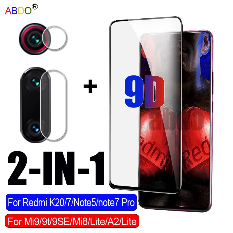 Защитное стекло 2 в 1 для Xiaomi Redmi Note 9 8 7 Pro защиты экрана камеры Mi 9T SE Lite пленка из