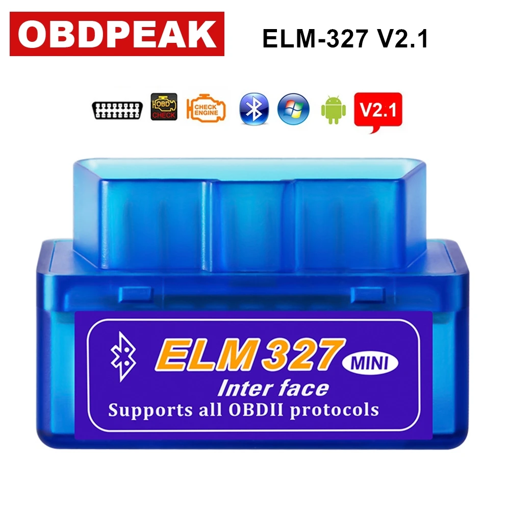 Высокое качество ELM327 v2.1 OBD2 автомобиля диагностический сканер инструмент Супер Мини ELM 327 Bluetooth 2,1 адаптер для Andriod/Windows крутящий момент