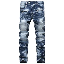 Men’s jeans high new quality brand of jeans men Slim straight hole jeans men denim trousers ripped jeans men