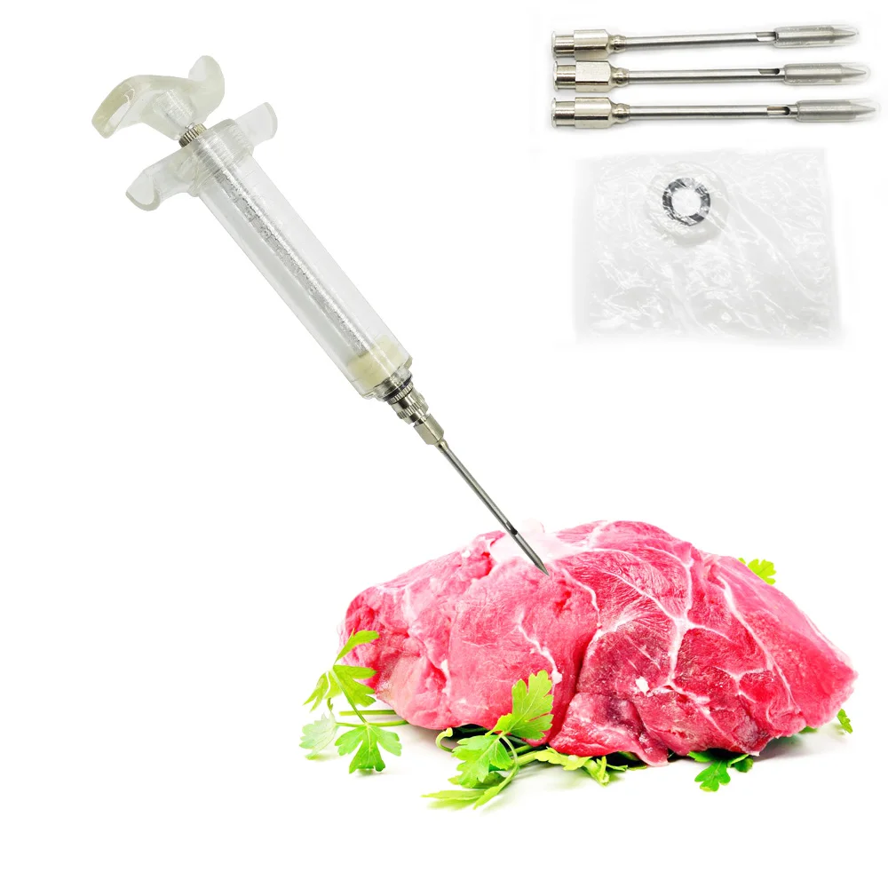 

20ml 3 Needles Meat Injector 304 Stainless Steel Seasoning Injector - Marinade Injector Syringe