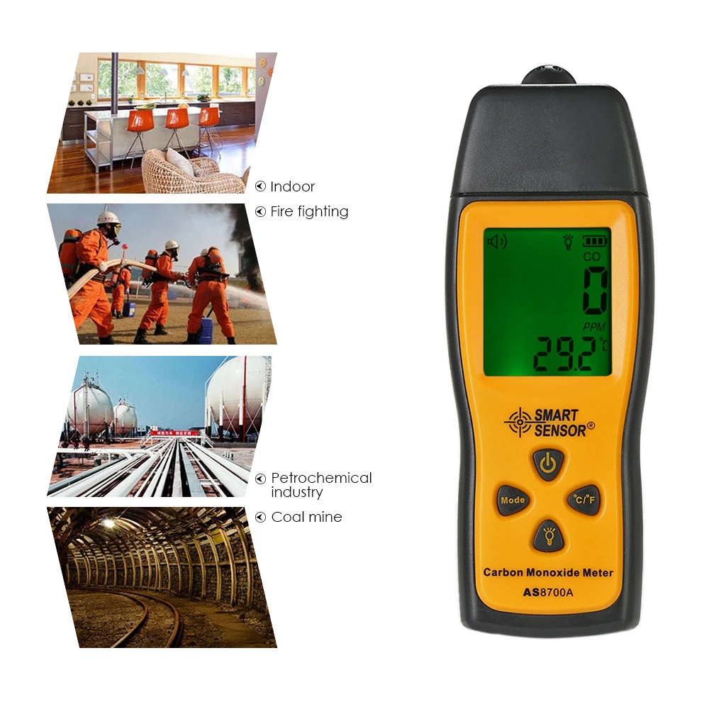 

Smart Sonser CO Gas Analyzer mini Carbon Monoxide Meter Tester gas Detector Monitor LCD Sound + Light Alarm 0-1000ppm