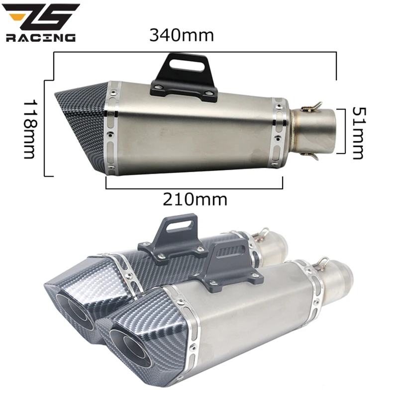 ZS carreras Universal 51mm de la motocicleta para KTM CB400 CRF230 FZ1 escapar Moto Akrapovic tubo de Escape silenciador Slip-on con DB asesino ZS carreras Universal 51mm de la motocicleta para KTM CB400 CRF230 FZ1 escapar Moto Akrapovic tubo de Escape silenciador Slip-on con DB asesino