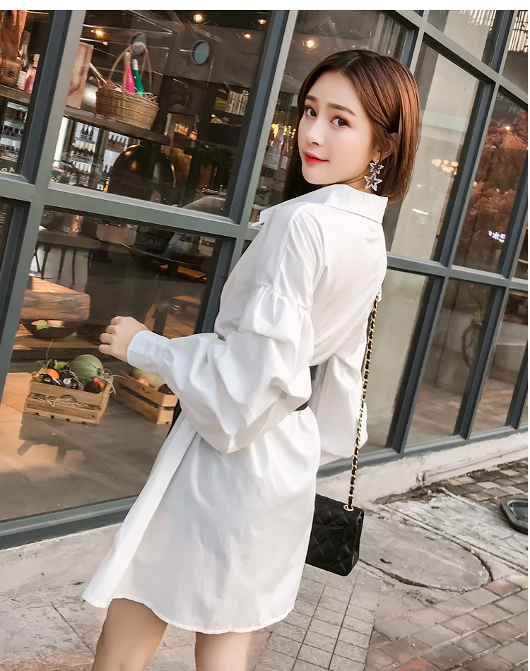 Рубашка женская с поясом белая офисная большого размера 2018|blouse shirt women|office shirtwomen