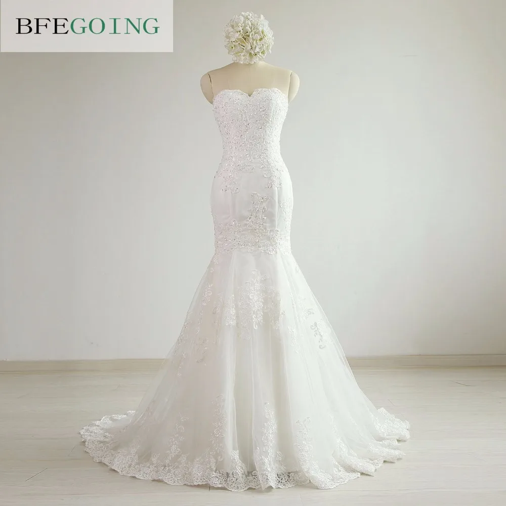 Ivory Tulle Sweetheart Mermaid Trumpet Wedding Dress Court Train Floor Length Lace Up Custom Made Real Original Photos January 2020 Ivory Tulle Sweetheart Mermaid Trumpet Wedding Dress Court Train Floor Length Lace Up Custom Made Real Original Photos January 2020