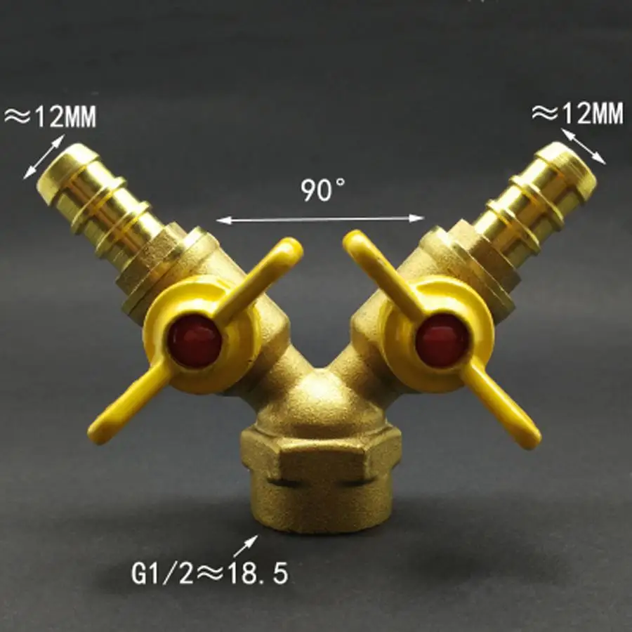 Y-образный сплиттер DN15 1/" BSP мама до 12 мм шланга латунный шаровой клапан воздушный топливный газ
