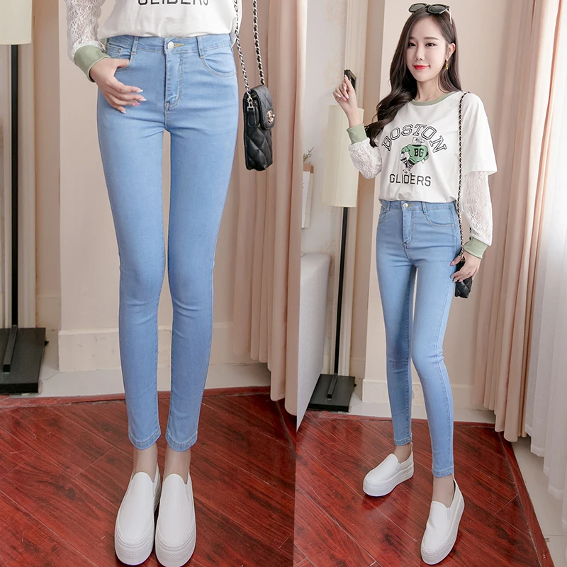 Обтягивающие женские джинсы с высокой талией размера плюс, джинсовые штаны, брюки, джинсы-карандаш, светильник Drak, синий, серый, черный, белый, вареный