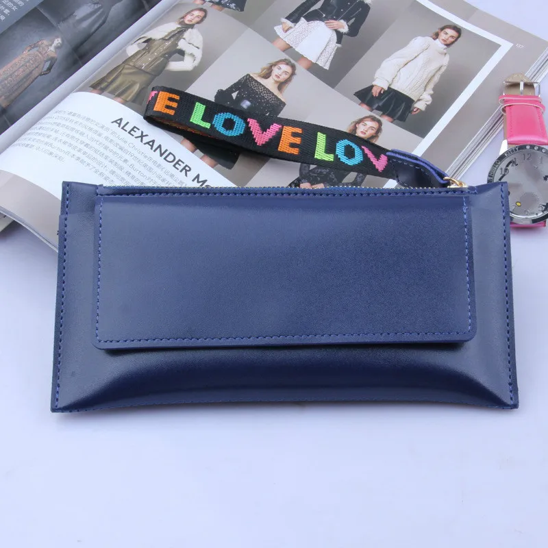 Длинный кошелек для женщин, модный кошелек для монет, держатель для карт, высококачественный клатч, сумка для телефона, органайзер из искусственной кожи, однотонный красный - Цвет: blue