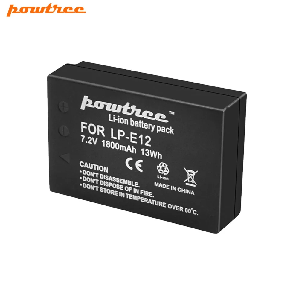 Powtree 7,2 V 1800mAh для Canon LP-E12 LP E12 LPE12 аккумулятор камеры+ ЖК-зарядное устройство USB Замена EOS Rebel SL1 M10 M50 M100 M