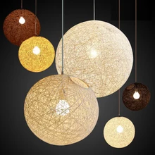 Americal Country Simple Modern pendant lamp, dia 20/25/30/35/40/45/50CM Handmade Hemp Ball Lamp Shade restaurant hanging lamp