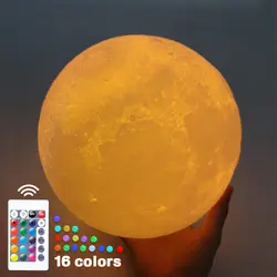 Новый Dropship 3D печать Луны лампы 24 см 20 15 красочные изменить сенсорный USB светодиодный ночник домашний декор творческий подарок