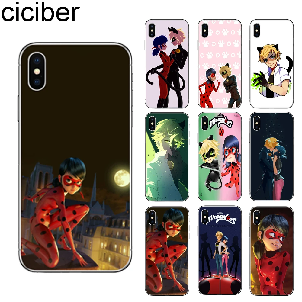 

ciciber Miraculous ladybug for Apple iPhone 7 Phone Case for iPhone X XR XS Max 8 6 6S Plus 5 5S SE Soft TPU Cover Fundas