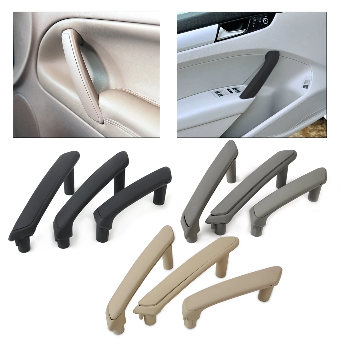 beler 3X Interior Door Pull Grab Handle With Trim Cover 3B4867372