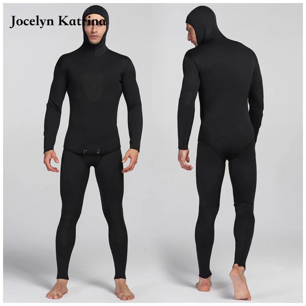

Men Plus Size Diving Wetsuit Keep Warm 3mm Neoprene Two Pieces Full Suit Blind Stitching Jumpsuit Surfing Suit Wet Suits Black