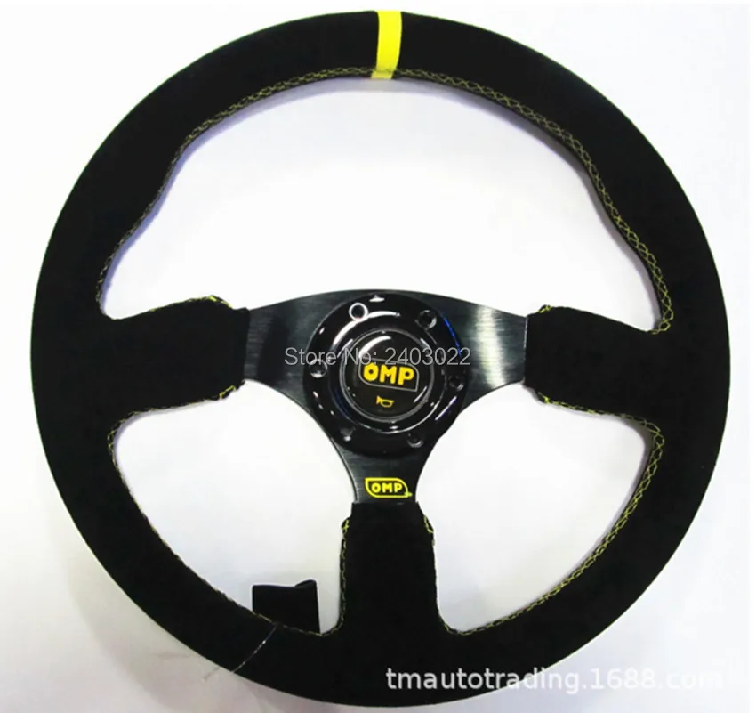 

350mm 14'' Flat Real Leather OMP Rally Racing Sport Steering Wheel