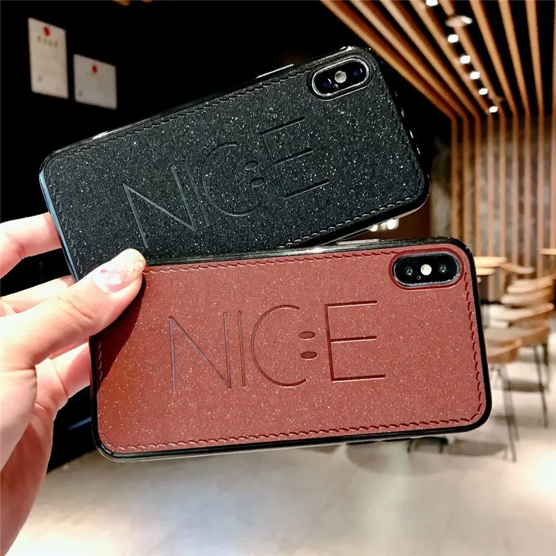 

Fashion Bling Glitter Silicone Case For iPhone X Xs Max XR 6 6s 7 8 Plus Cover Cute Quotes Nice Soft PU Leather Hard Back Cases